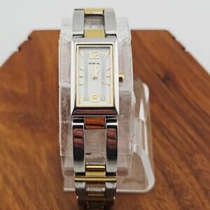 Fossil Women's Two Tone Rectangle Watch Big Link Chunky Bold Statement ES-1771